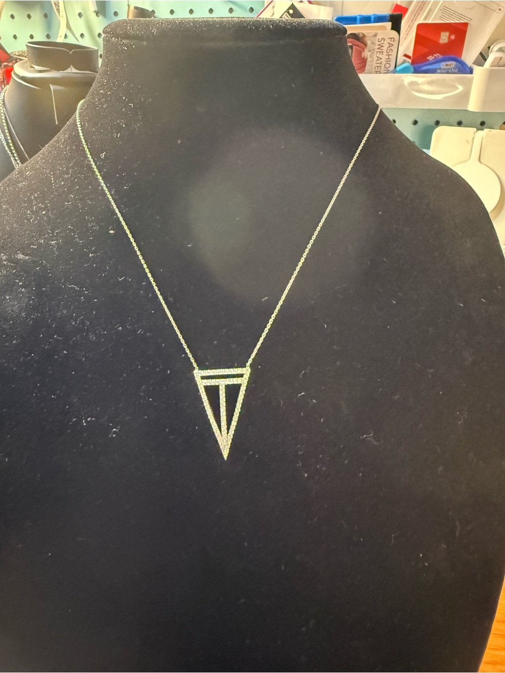 New 925 Moissante Triangle Pendant Necklace